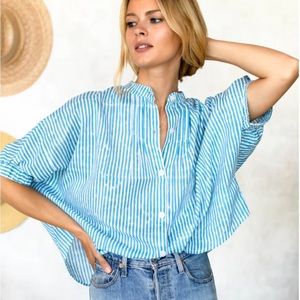 NWT Emerson Fry India Collection Striped Blouse. Hand printed organic cotton. OS